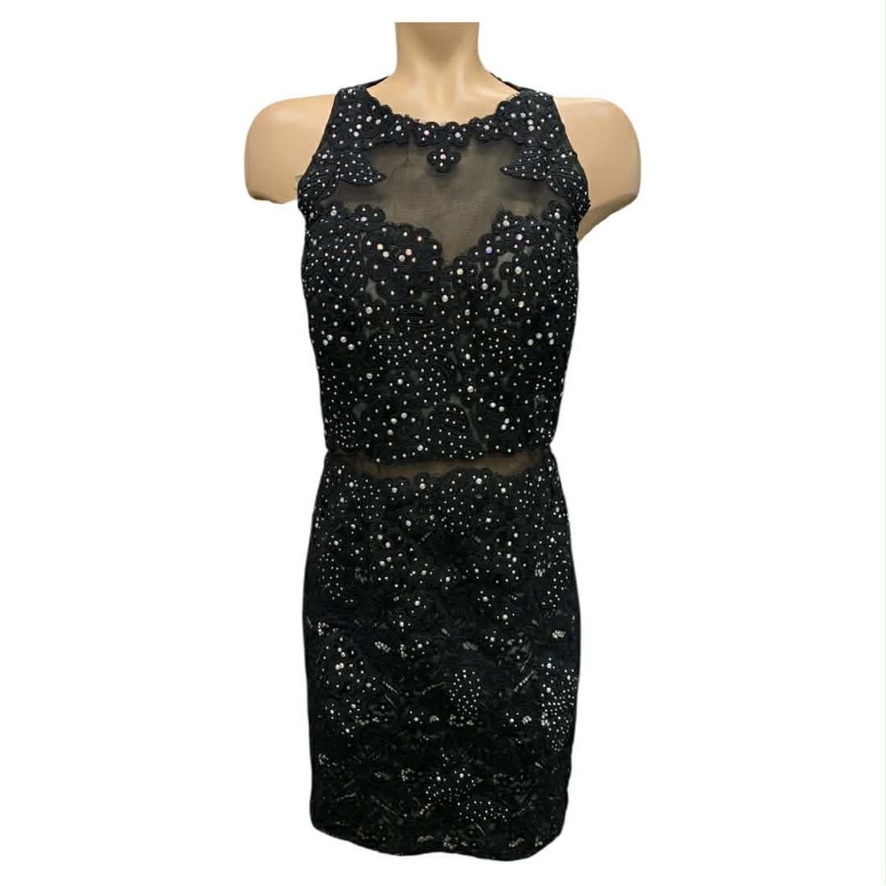 Anny Lee Black Beaded Mini Dress Size Xl
